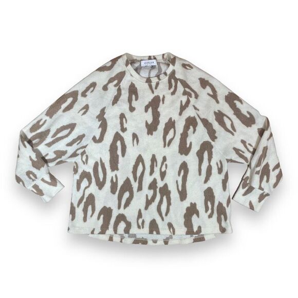 Gilli Fuzzy Leopard Print Sweatshirt Sz M - Picture 2 of 9